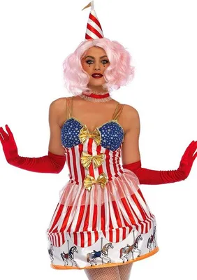 Productafbeelding van Vrolijk Clown Kostuum met Hoepelrok en Hoed voor Dames