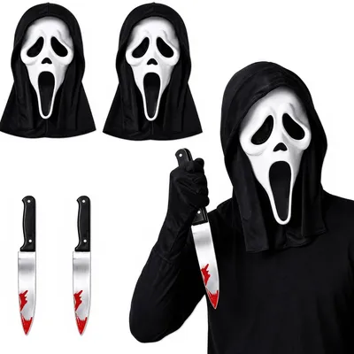 Ghostface-Maske, Horror-Kostüm, 2 Stück, große Größe