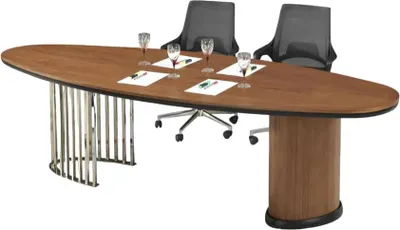 Produktbild von Designer Oval Schreibtisch Bürotisch Arbeitstisch Metall Bein Büromöbel