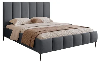 Obrázek produktu pro Selsey Sarafino - Čalouněná postel 160x200 cm, s roštem a kovovými nožičkami, tmavě šedá