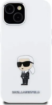Produktbild von Karl Lagerfeld iPhone 15 Plus & 14 Plus Back cover case - Ikonik metal pin - White