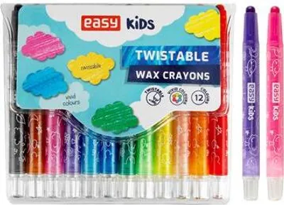 Produktbild von EASY Kids TWIST Mechanische Wachsmalstifte, versenkbar, 12 Farben