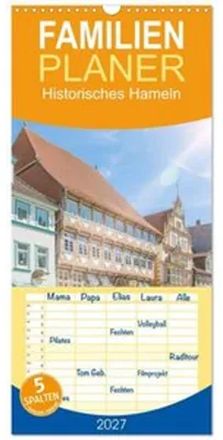 Zdjęcie produktu dla Planer rodzinny 2027 - Historyczne Hameln, 5 kolumn (kalendarz ścienny, 21 x 45 cm) CALVENDO