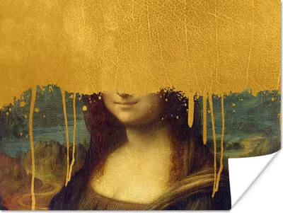 Produktbild von MuchoWow® Poster Mona Lisa - Gold - Da Vinci 160x120 cm - Foto Plakat