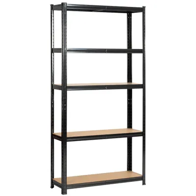 Image de Étagère pour charges lourdes noire 90 cm 5 étagères L90xH30xP180 cm