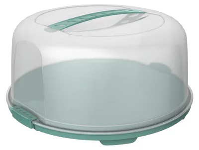 Produktbild von Kuchenglocke – Kuchenabdeckung – Hohe Abdeckung mit Tragegriff – 35,5 x 34,5 x 16,5 cm – Türkis und transparent – Ideal für Kuchen, die zum Servieren bereit sind