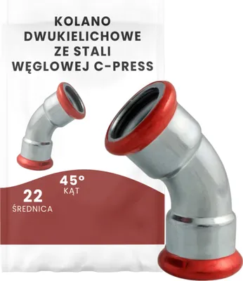 Produktbild von Pipelife C-Press Stahlwinkel 45° 22mm - Pressfitting Heizung Rohrverbindung