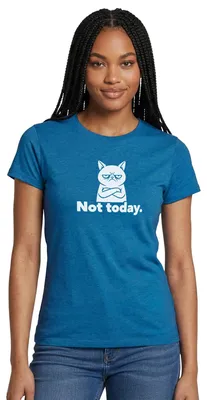Produktbild von Spreadshirt Not Today | Genervte Katze Frauen T-Shirt, S, Antikblaues Saphir meliert