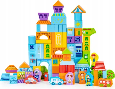 Immagine prodotto di EcoToys Blocchi città in legno 100 pezzi