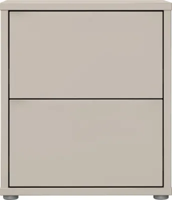 Produktbild von Forte ALICE SPRINGS Kommode 50, moderner Nachttisch, Beistelltisch, 2 Schubladen, Schlafzimmer, Wohnzimmer, Holzwerkstoff, Kaschmir Beige, 49,8 cm breit x 57,5 cm hoch x 34,9 cm tief