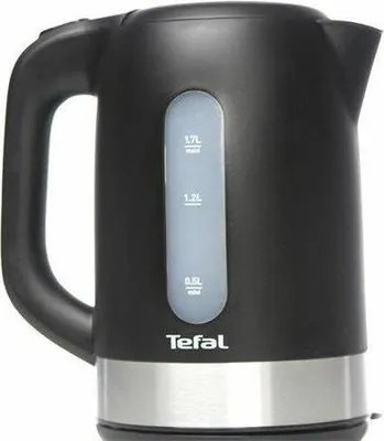 Zdjęcie produktu dla Czajnik elektryczny TEFAL KO330830 o mocy 2400 W i pojemności 1.7 L, wykonany z tworzywa sztucznego, z obrotową podstawą 360°, w kolorze czarnym.