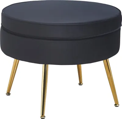 Produktbild von SalesFever Sitzpouf | rund | Bezug Samt-Stoff | Gestell Metall goldfarben | B 52 x T 52 x H 41 cm | schwarz