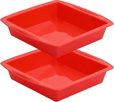 Produktbild von 2 Stück Silikon-Kuchenformen zum Backen - wiederverwendbare Tortenbackformen - Quick Release Silikon quadratische Kuchenform