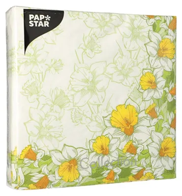 Image de Papstar serviettes Narciso motif printemps 3 plis 40x40cm 50 pièces