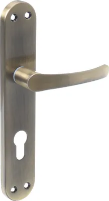 Immagine prodotto di Set di maniglie a leva Aqbau® piastra lunga patina | maniglia a leva | maniglia per porta | maniglie per porta Eco (profilo cilindro PZ)