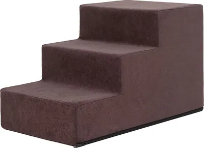 Produktbild von PillowPrim Tiertreppen Eingang Hilfe Kleinere Hunde Stufen Rampe Katzentreppe 3 Stufen Klein Braun Höhe 30 cm