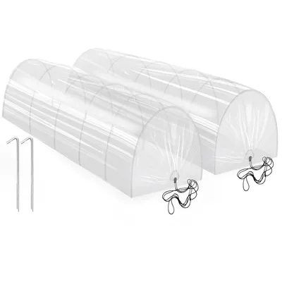 Produktbild von 2-in-1 Mini-Gewächshaus Set, 2 Tunnel-Gewächshäuser mit Cloche-Tunnelabdeckung, wetterfest für Außenbereich, perfekt für Winteranbau, 300×45×45 cm