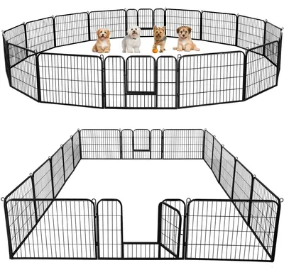 Immagine prodotto di Recinto per cuccioli Yaheetech, composto da 16 elementi, ciascuno di dimensioni 80 x 60 cm, con porta, ideale come area di gioco per cani