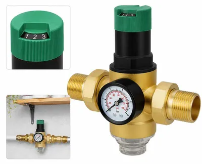 Produktbild von Druckminderer 1 Zoll DN25 mit Manometer & Filter, Druckminderer – aus entzinkungsbeständigem Messing – Für Hauswasserinstallation