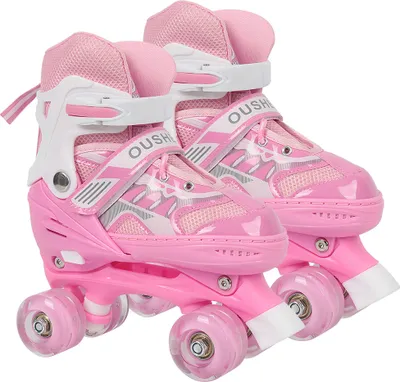 Image de Patins enfants 8 roues réglables taille S(27-32) Enfants patins à roulettes roses