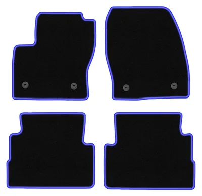 Produktbild von Fußmatten Automatten Velours Schwarz/Blau für Ford Kuga MK2 2012-2019 Set 4-tlg
