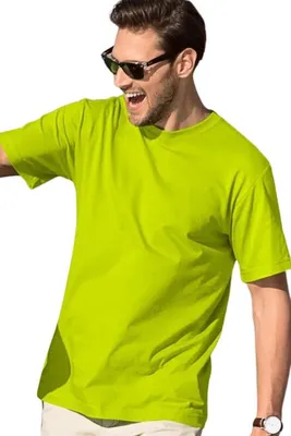 Produktbild von Herren-T-Shirt für den Sommer, 100% Baumwolle, unbedruckt, einfarbig, 145g/m2, Farbe lindgrün, Größe XL