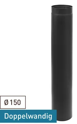 Produktbild von Raik Izoker Längenelement 150mm schwarz doppelwandig L: 1000mm für Rauchrohr / Ofenrohr