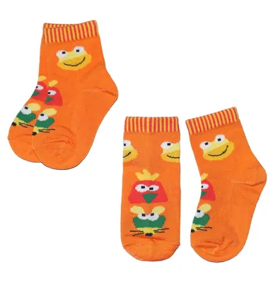 Produktbild von Kinder Socken 2-er Pack aus Baumwolle Lustige Tiere Orange Größe 13-14