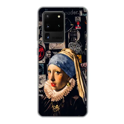 Produktbild von MuchoWow® Handyhülle Schutzhülle Hülle für Samsung Galaxy S20 Ultra Das Mädchen mit dem Perlenohrring - Tätowierung - Vermeer Silikon Softcase Handy Hülle - Karteninhaber
