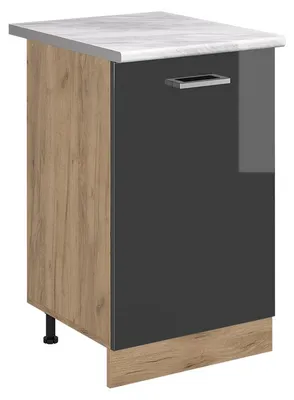 Immagine prodotto di Mobiletto base cucina Vicco R-Line Antracite lucido/Rovere dorato 50 cm piano di lavoro Marmo, Model 70305