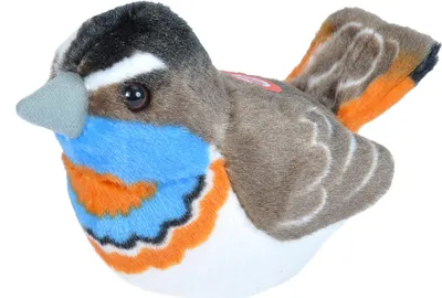 A plush toy bird with colorful markings.