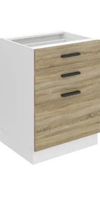 Produktbild von Belini Unterschrank Küche, Küchenunterschrank 60 cm Breite. SDSZ Küchenunterschrank ohne Arbeitsplatte. Küchenschrank mit Schubladen, Sonoma-Eiche