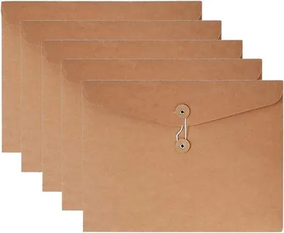 Produktbild von Kraftpapieren Umschläge mit Riemen, Dokumentenmappe, flach - keine Ausdehnung, A4-Format (kraftbraun, Verpackung von 5)