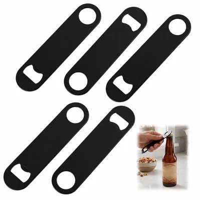Flache Flaschenöffner aus Edelstahl, 5 Stück, für Bier und Getränke