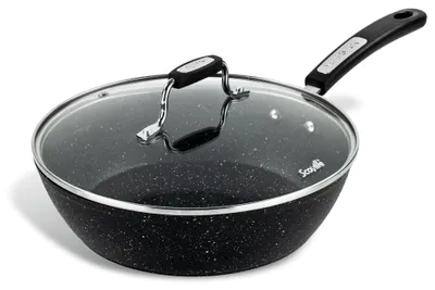 Immagine prodotto di Padella con coperchio, diametro 26 cm, con rivestimento antiaderente, adatta a tutti i tipi di fornelli, inclusa l'induzione