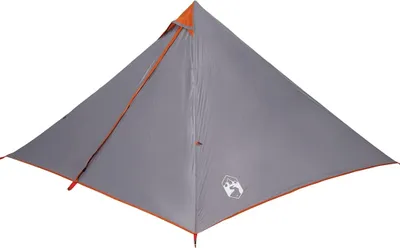 Produktbild von vidaXL Tipi-Familienzelt 7 Personen Grau und Orange Wasserdicht