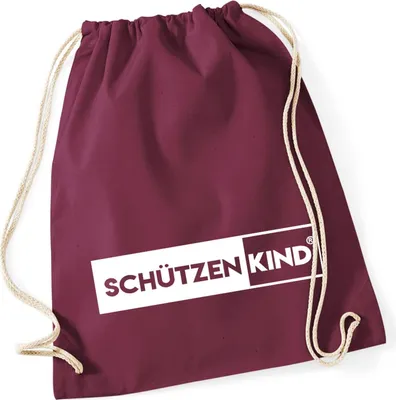 Produktbild von Huuraa Turnbeutel Schützenkind Modern 12 Liter Burgundy Baumwolle Rucksack Geschenkidee