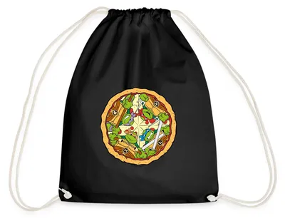 Produktbild von Spreadshirt Teenage Mutant Ninja Turtles Pizza Turnbeutel, One size, Schwarz