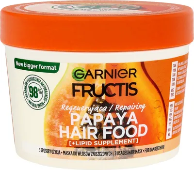 Image de Fructis Hair Food Masque Régénérant Pour Cheveux Abîmés - Papaye 400Ml