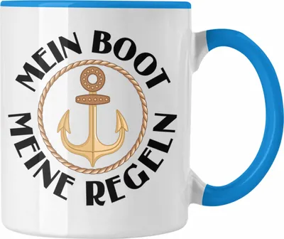 Produktbild von Trendation - Kapitän Tasse Geschenk Käptn Lustiger Spruch Bootsfahrer Sportboot Herren Segler Segeln Motoboot Lustig (Blau)