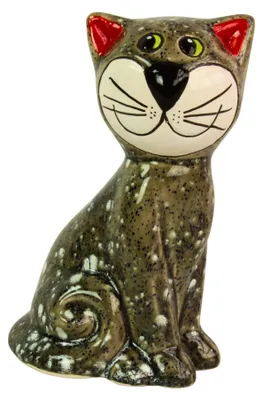 Produktbild von Dekofigur Katze aus Keramik grau - Keramikfigur Tierfigur Dekoration Deko Figur