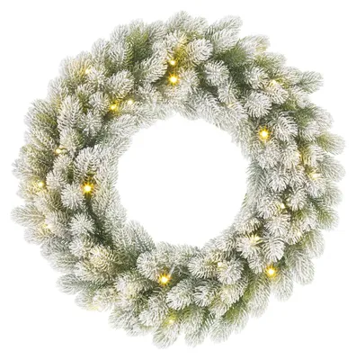 Produktbild von Black Box Trees Nagoya Weihnachtskranz mit LED-Beleuchtung und Timerfunktion - H12 x Ø60 cm - Grün