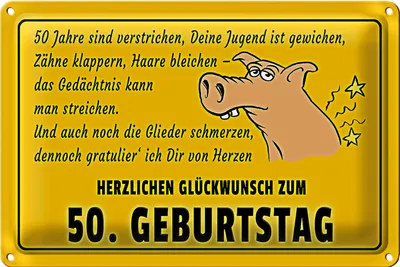 Produktbild von Blechschild Spruch 30x20cm Glückwunsch zum 50 Geburtstag