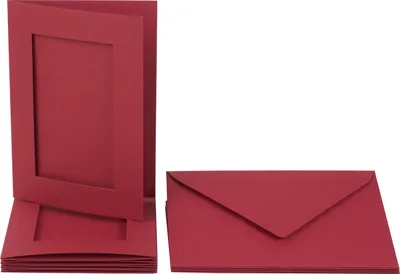 Produktbild von Passepartoutkarten+Kuvert rechteckig Dunkelrot 5St.