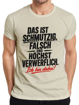 Immagine prodotto di Maglietta da uomo con scritta "Schmutzig Falsch Hoechst Verwerflich", stile sarcastico, colore naturale, taglia 3XL