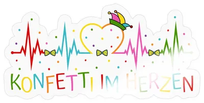 Produktbild von Spreadshirt Herzschlag Konfetti Im Herzen EKG Karneval Sticker Aufkleber, 10 x 10 cm, Transparent glänzend
