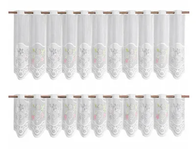 Produktbild von Bistro Bogen Scheibengardine 2342 Set 2 tlg. farbig Gardine Panneau Blume Küche
