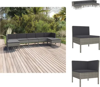 Produktbild von vidaXL 7-tlg. Garten-Lounge-Set mit Auflagen Poly Rattan Grau -  Gartenmöbel-Sets