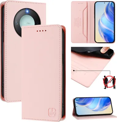 Produktbild von Lederhülle für Honor X9C Smart Hülle Flip Brieftasche Kartenfächern Ständer Schutzhülle Pink