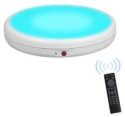 Obrázek produktu pro 45 cm/17,7" motorizovaný otočný stojan s RGB světelnou základnou 360°ã otočný elektrický fotografický otočný stůl pro vystavování produktů Živé videoprojekce Nosnost 100 kg Zvukové rameno s dálkovým ovládáním